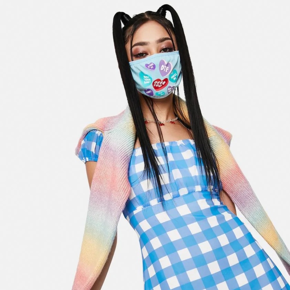 NWT Light Blue Kawaii Sugar Heart Candy Face Mask